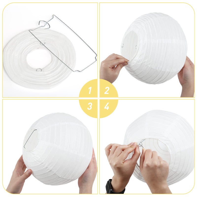 LIHAO 10 Inch White Round Paper Lanterns (10 Pack) - Image 3